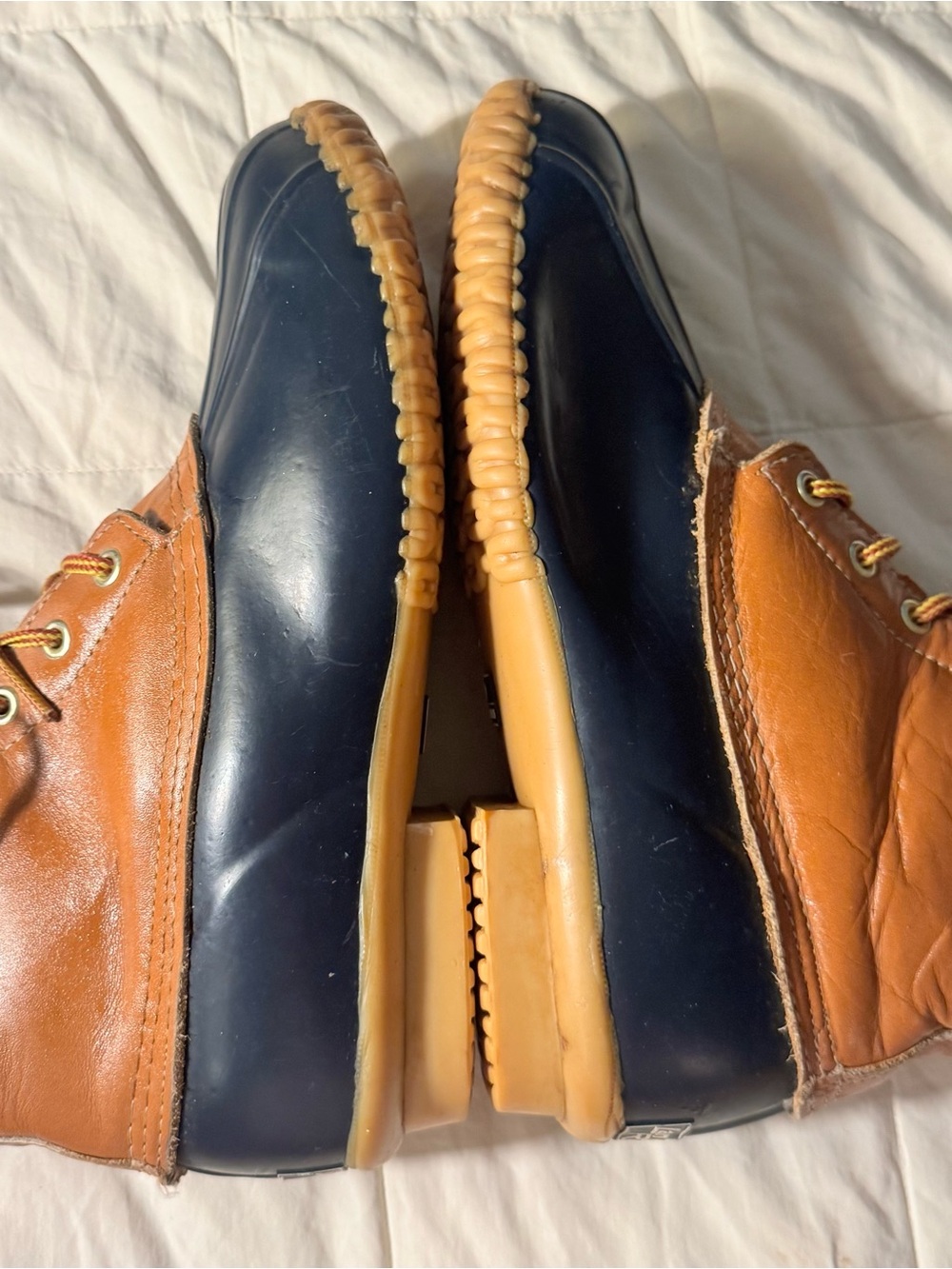Vintage Land Rover Leather Duck Boots Size 9 Fleece Lined - Picture 10 of 13